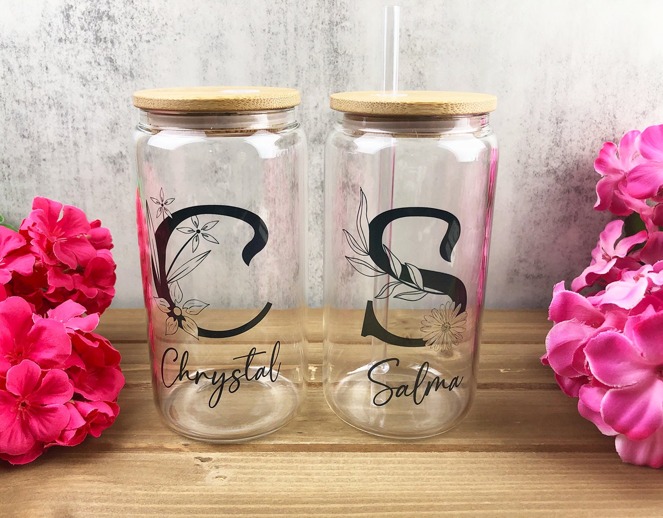 Personalized Glass Tumbler With Wood Lid Bridesmaid Custom Etsy