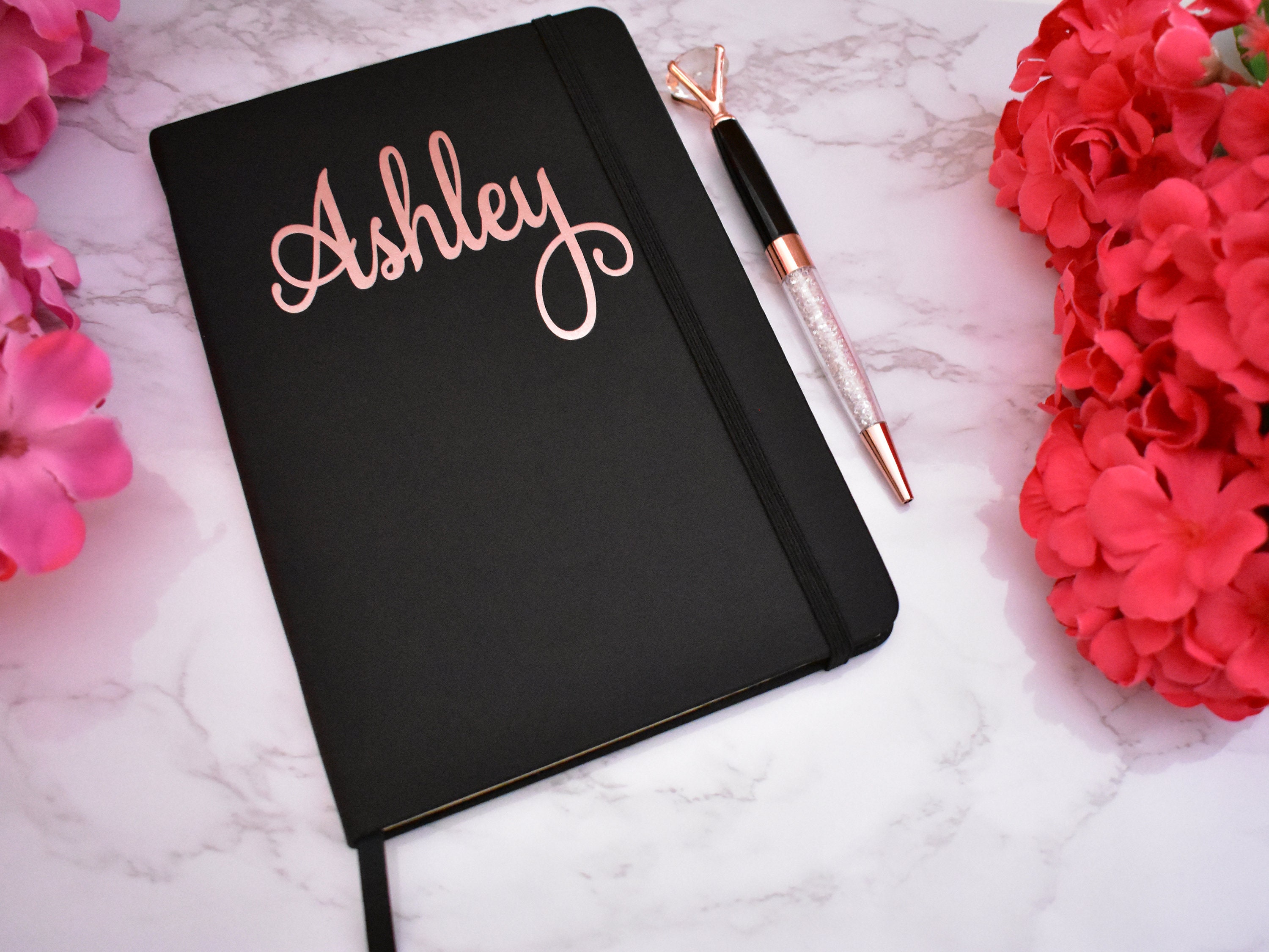 Personalized A5 Black Notebook Journal Blank Pages Gold Foil Name  Customized Bridesmaid Wedding Proposal Gift Travel Office Co Worker Gift 