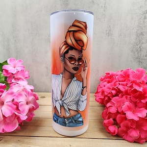 Custom Black Woman Stainless Steel Tumbler, African American Woman Tumbler, 20 oz Water Bottle, Personalized Cup, Girl Boss, Gift For Her