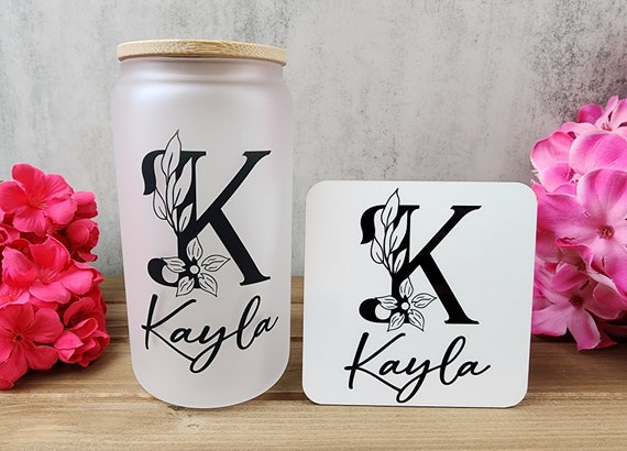 Personalized Glass Tumbler With Wood Lid, Bridesmaid Custom Tumbler, Iced  Coffee Jar, Glass Cup With Lid and Straw, Glass Can With Coaster -   Denmark