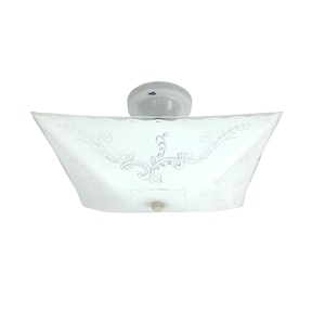 Vintage MCM Atomic Age Mcm Square Two Bulb Glass Fixture 11-1/2”