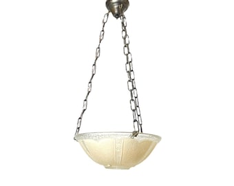 Vintage Antique Art Deco Glass Shade Ceiling Light Fixture Lamp Chandelier 1930s