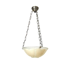 Vintage Antique Art Deco Glass Shade Ceiling Light Fixture Lamp Chandelier 1930s