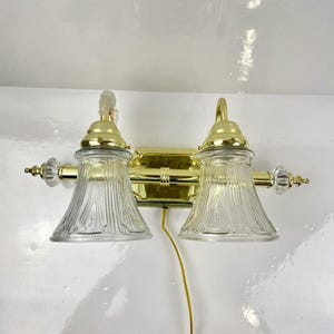 Vintage Brass Two-Light Wall Lamp, Art Deco Style