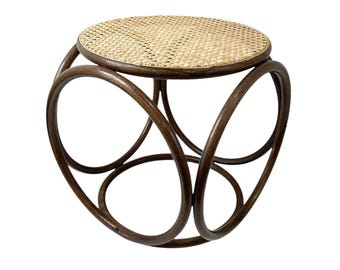 Vintage Cane Thonet Footstool, Mid Century Modern Bentwood Stool/ Plant stand