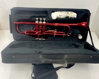 Mendini By Cecilio Metallic Red Trumpet W/ Carrying Case & Mouthpiece