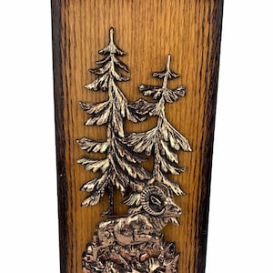 Vintage Alaskan Scene 3D Copper With Ram By A&F Made in Canada Wood Wall Hanging