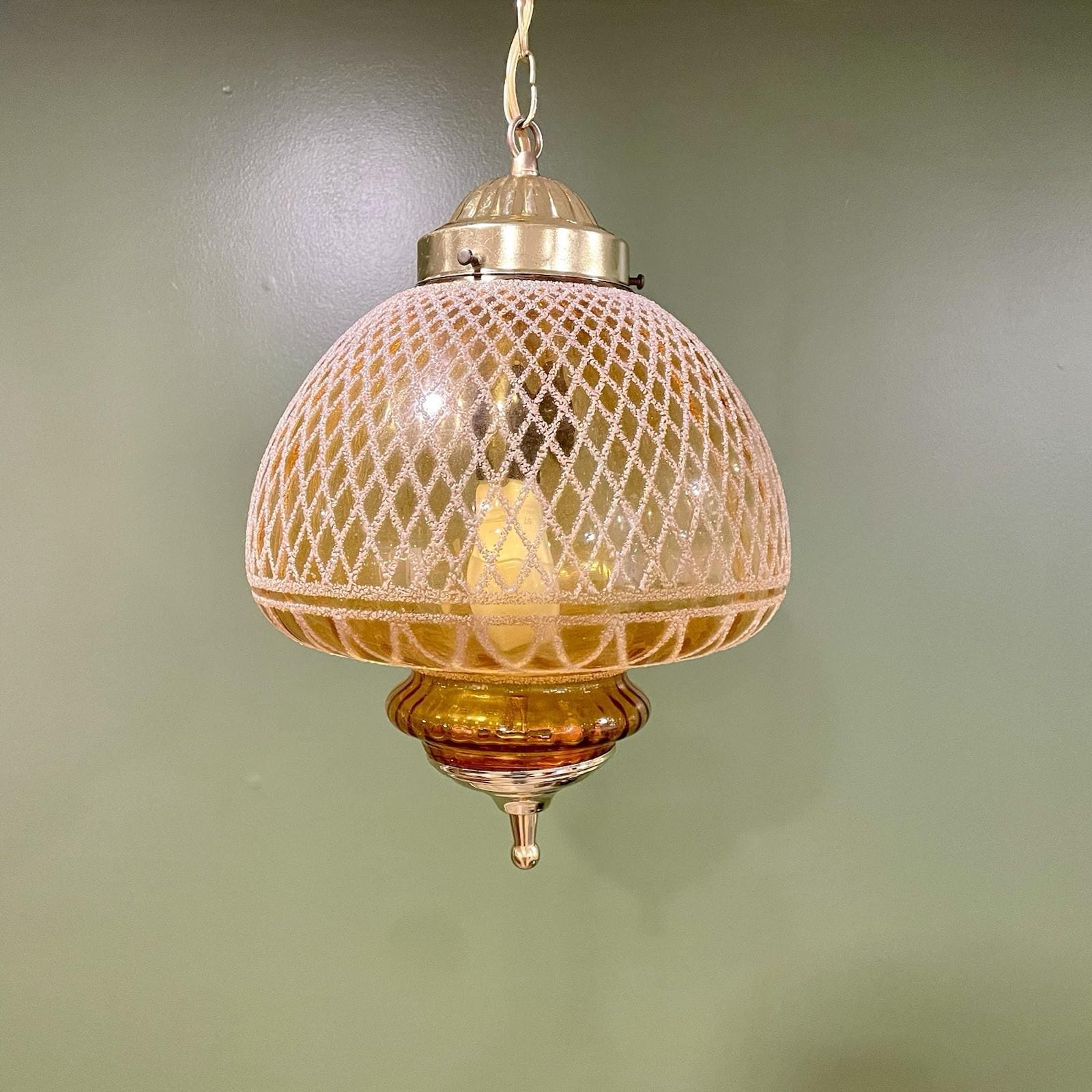 Quilted Amber Glass Shade - Etsy