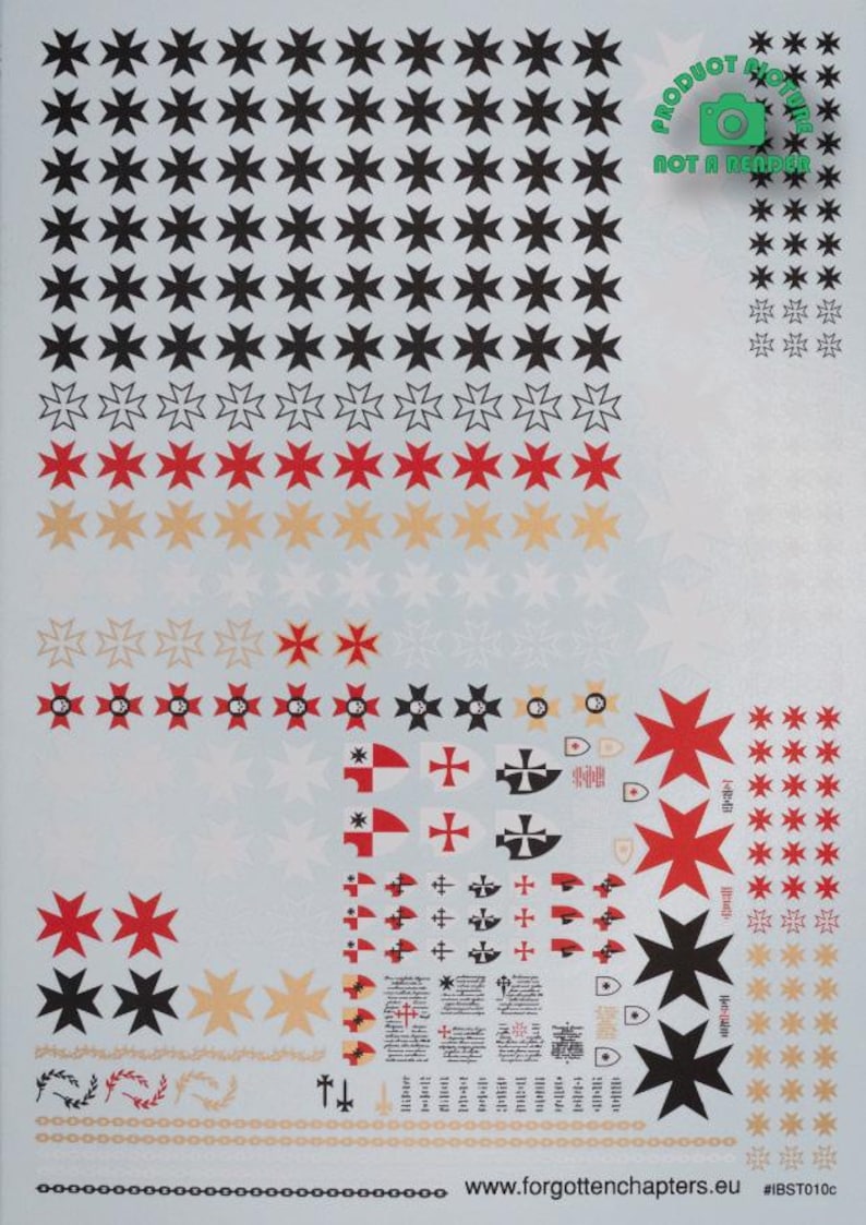 Black Maltese Templar crosses Pre-cut Waterslide Transfer Decals Compatible with 28 mm tabletop wargaming miniatures image 2