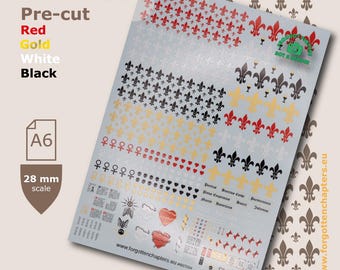 Waanzinnig gedetailleerde Space Karens / Fleur de Lys voorgesneden waterglijbaan transferstickers compatibele wargamingminiaturen op 28 mm schaal