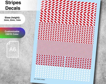 Print to order Hazard Stripes Waterslide Transfer Decals Compatible with 28 mm tabletop wargaming miniatures