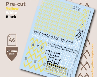 Scythes Pre-cut Waterslide Transfer Decals compatible with 28 mm tabletop wargaming miniatures