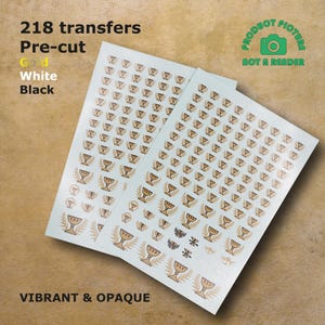 Pre-cut Warped Chalices / Grail Knights Waterslide Transfer Decals for 28 mm tabletop wargaming miniatures