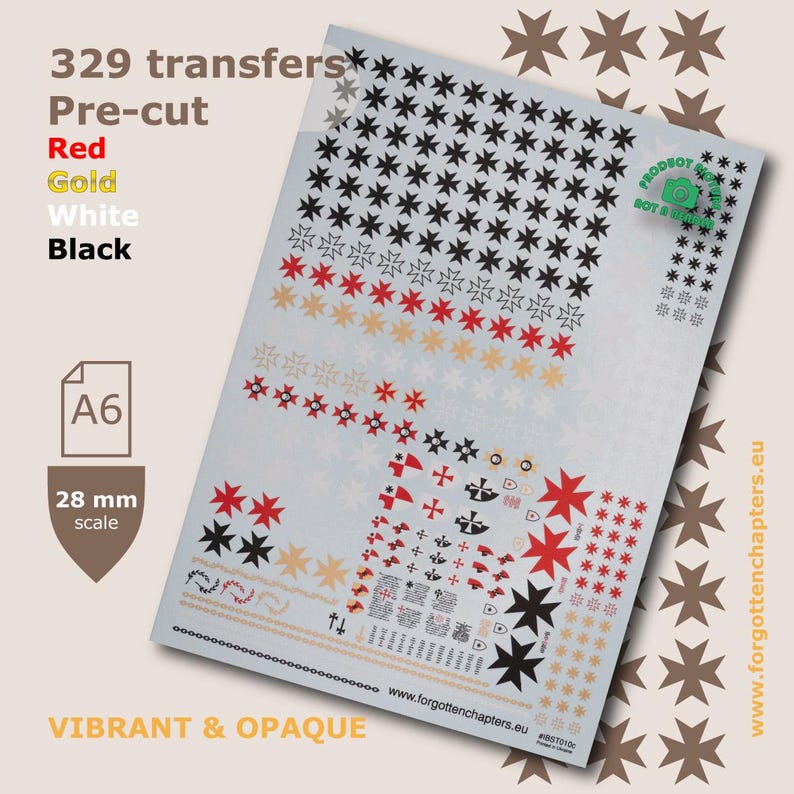 Black Maltese Templar crosses Pre-cut Waterslide Transfer Decals Compatible with 28 mm tabletop wargaming miniatures image 1
