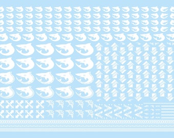 Pre-cut Space Sharks Waterslide Transfer Decals Compatible with  Carcharodons 28 mm scale tabletop miniatures Marines in space miniatures