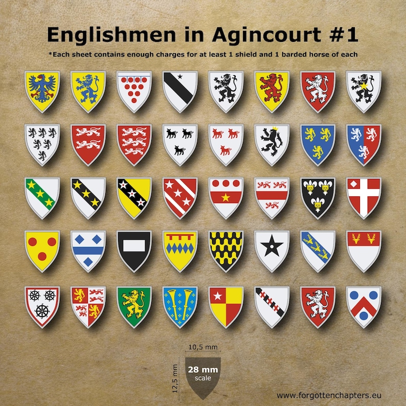 Medieval Heraldry 100 Year War English Pre-cut Transfers for Historical ...