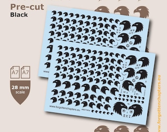Pre-cut Heraldic Eagle Raptor Heads Waterslide Transfers Decals for 28mm tabletop wargaming miniatures