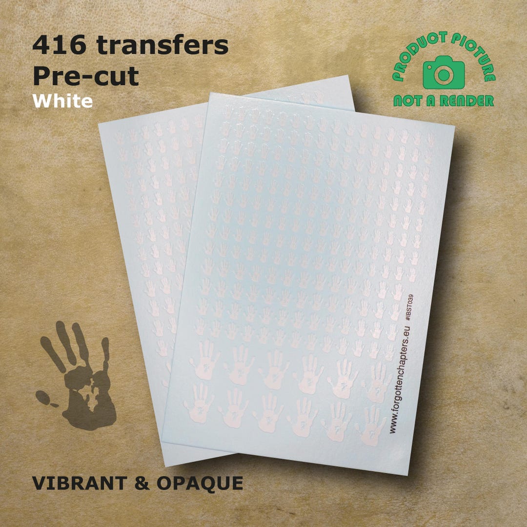 Miniatures Script Transfer Pre-cut White Hands Waterslide Transfer Decals for Historical, Sci-fi ...