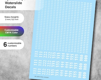 Customizable Space Korps Numerals Waterslide Transfer Decals Compatible with 28 mm scale tabletop miniatures marines in space