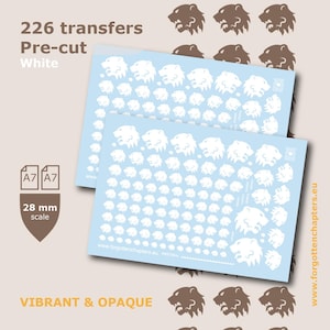Pre-cut Heraldic Lion Heads Waterslide Transfers Decals for 28mm tabletop wargaming miniatures