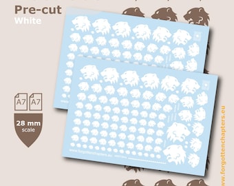 Pre-cut Heraldic Lion Heads Waterslide Transfers Decals for 28mm tabletop wargaming miniatures