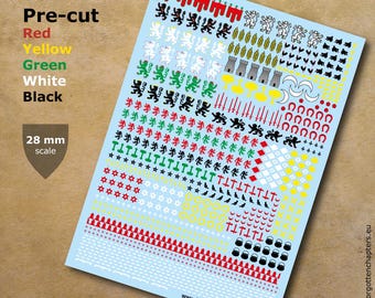Medieval Heraldry 100 Year War English Pre-cut Transfers for historical, sci-fi and fantasy 28 mm scale tabletop miniatures  Set-3