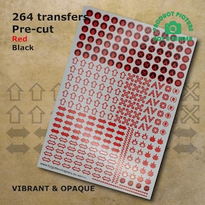 Pre-cut Squad Icons RED & Black Transfers waterslide decals compatible with 28 mm scale tabletop wargaming miniatures