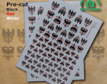 Pre-cut Transfers Holy Roman Empire coat of arms that fit perfectly into historical, sci-fi and fantasy 28 mm scale tabletop miniatures