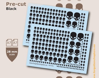 Pre-cut Skulls vol. 2 Waterslide Transfers Decals for 28mm tabletop wargaming miniatures