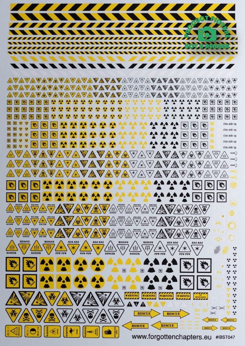 Pre-cut Yellow Warning Signs Waterslide Decals Compatible With 28 Mm ...