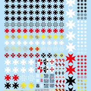 Black Maltese Templar crosses Pre-cut Waterslide Transfer Decals Compatible with 28 mm tabletop wargaming miniatures image 4