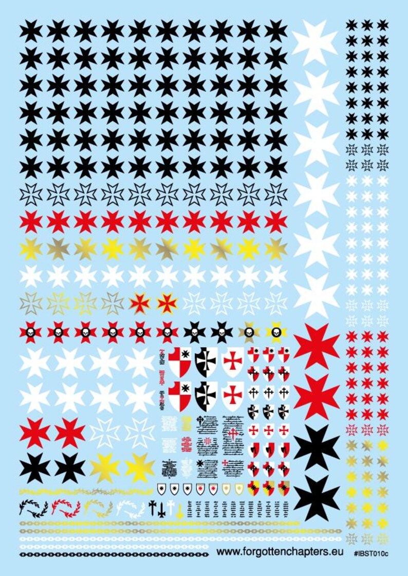 Black Maltese Templar crosses Pre-cut Waterslide Transfer Decals Compatible with 28 mm tabletop wargaming miniatures image 4