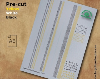 Phoenician scripts pre-cut waterslide transfers for miniatures. Ultra tiny, ultra clear, ultra detailed.