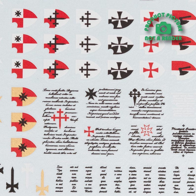 Black Maltese Templar crosses Pre-cut Waterslide Transfer Decals Compatible with 28 mm tabletop wargaming miniatures image 3