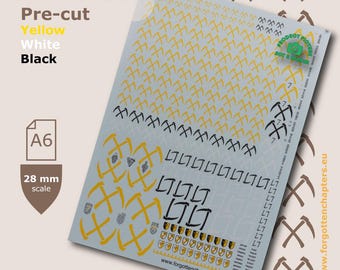 Scythes Pre-cut Waterslide Transfer Decals compatible with 28 mm tabletop wargaming miniatures
