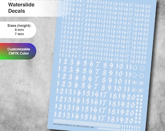 Print to order Gothic Numerals Type1 Waterslide Transfer Decals Compatible with 28 mm scale tabletop miniatures marines in space