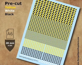 Pre-cut Yellow Hazard Stripes Waterslide Transfer Decals Compatible with 28 mm tabletop wargaming miniatures