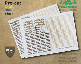 Pre-cut Gold Leopards Waterslide Transfer Decals for historical, sci-fi and fantasy 28 mm tabletop wargaming miniatures