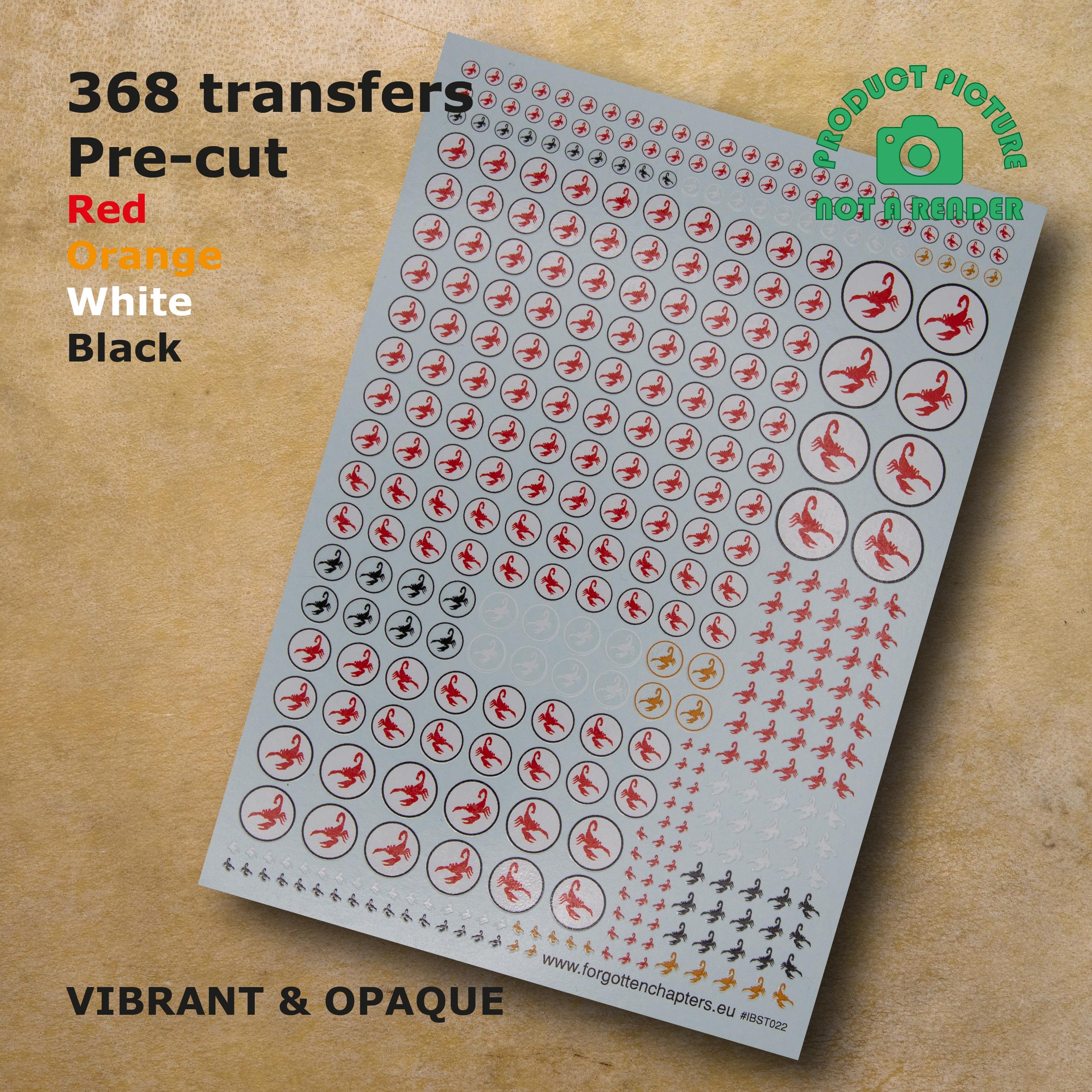 Pre-cut Scorpions Waterslide Transfer Decals Compatible With 28 Mm