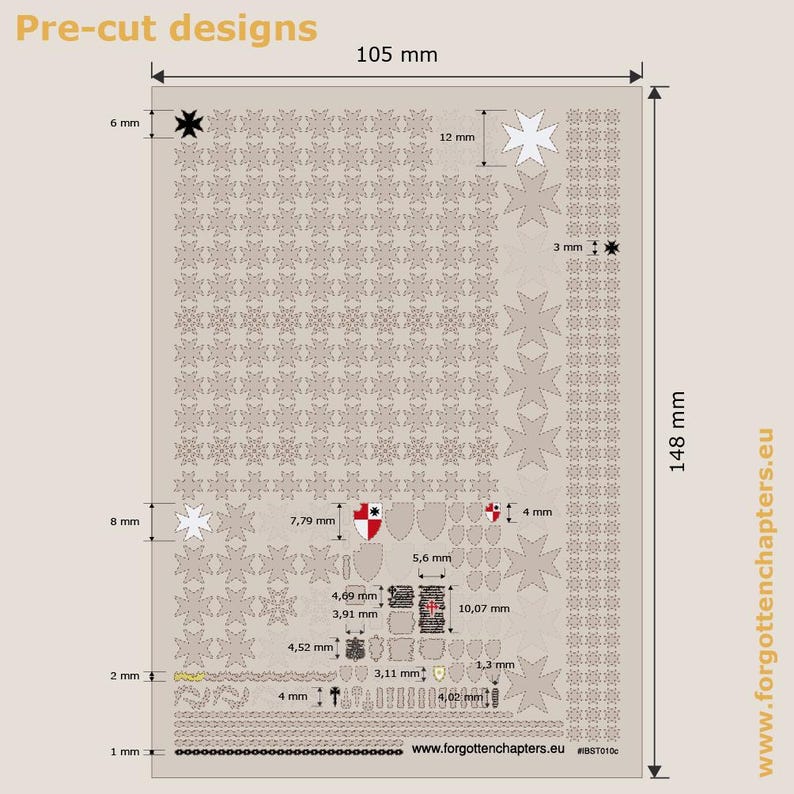 Black Maltese Templar crosses Pre-cut Waterslide Transfer Decals Compatible with 28 mm tabletop wargaming miniatures image 5