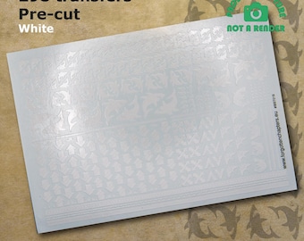 Calcomanías de transferencia de agua precortadas de tiburones espaciales compatibles con miniaturas de juegos de guerra de mesa Carcharodons a escala de 28 mm, diseño n.° 2