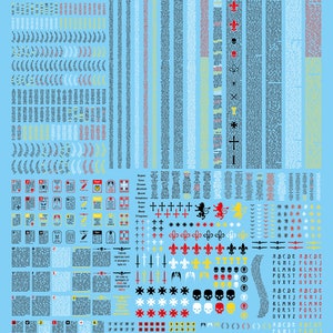 Premium Ultra detailed A5 Waterslide Decals for 28mm Scale Tabletop Miniatures - Exquisite Book Text, Purity Seals, Scrolls and Parchments