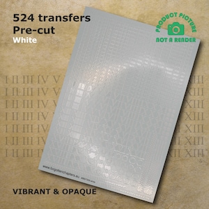 Pre-cut WHITE  Waterslide Decals with Roman Numerals compatible with 28 mm tabletop wargaming miniatures