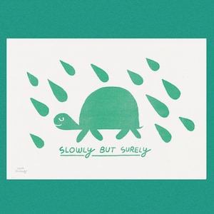 Slowly But Surely Tortoise | A4 riso print