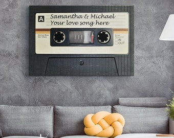 Cassette Tape Wall Art, Personalized Vintage Cassette Tape With Your Name And Text Wall Art, Custom cassette tape sign , Custom Wall Art