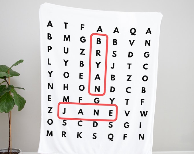 Personalized Crossword Name Blanket: Custom Family Gift