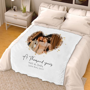 Nombre personalizado y manta de pareja de fotos / manta de fotos personalizada / regalo de boda / manta de fotos personalizada / regalo de aniversario / manta de fotos
