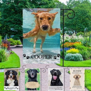 Personalized Dog Photo Yard Flag: Custom Family Name Garden Decor