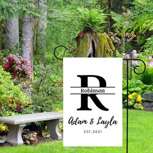 Nombre personalizado Bandera de jardín, Regalo familiar, Nombre de familia personalizado, Fecha personalizada, bandera de patio personalizada, bandera personalizada, bandera de jardín personalizada, bandera al aire libre