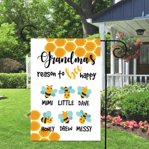 Grandma&#39;s Bee Garden Flag: Custom Name, Grandmother Gift